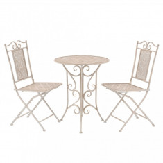 vidaXL Set mobilier de bistro, 3 piese, alb, oțel