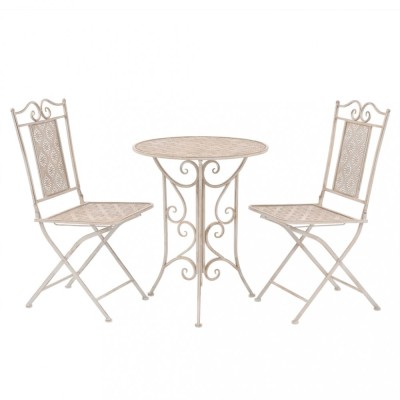 vidaXL Set mobilier de bistro, 3 piese, alb, oțel foto