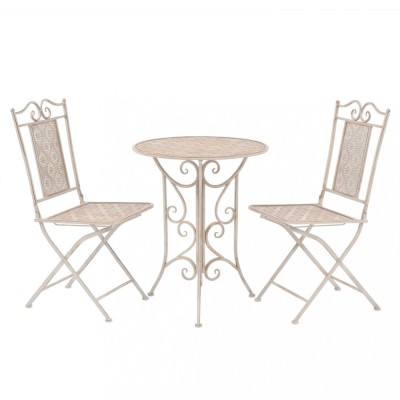 Set mobilier de bistro, 3 piese, alb, otel GartenMobel Dekor foto