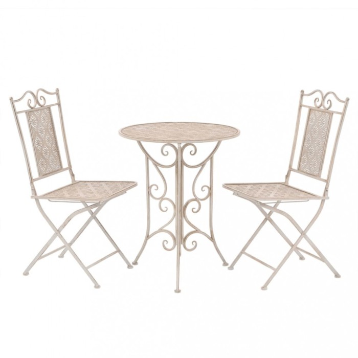 Set mobilier de bistro, 3 piese, alb, otel GartenMobel Dekor