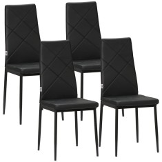 Set 4 scaune bucatarie/living, Tomlo, piele PVC, otel, negru, 41x50x97 cm foto