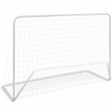 VidaXL Poartă de fotbal cu plasă alb 182x61x122 cm oțel