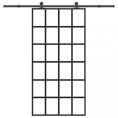Ușă glisantă cu set feronerie 102x205 cm ESG sticlă și aluminiu foto