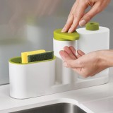 Cumpara ieftin Set organizator de chiuveta 3 in 1, Dispenser Detergent de Vase, Sapun Lichid si Suport pentru Burete de Bucatarie, alb verde, Oem