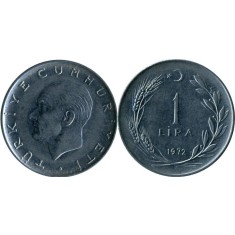 Turcia 1972 - 1 lira, circulata