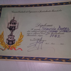 Diploma Veche SPARTACHIADA 1982 Scoala Militara de Ofiteri Activi Mihai Viteazu