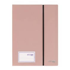 Mapa Strigo, PP, A4, cu elastic, 20 folii protectie, roz deschis