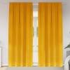 Draperii opace cu bandă, 2 buc., galben muștar, catifea