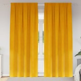 Draperii opace cu bandă, 2 buc., galben muștar, catifea