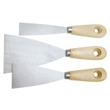 Set 3 spacluiri TOP TOOLS 30-80 mm cu maner din lemn pentru finisaje