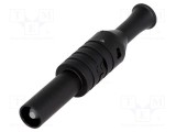 Conector banană 4mm 36A 1kVAC negru cu izolație 63mm ELECTRO-PJP