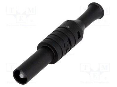 Conector banană 4mm 36A 1kVAC negru cu izolație 63mm ELECTRO-PJP foto