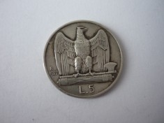 5 LIRE 1927 &quot;R&quot; ARGINT *****