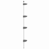 Raft de colt pentru dus telescopic 4 niveluri argintiu aluminiu