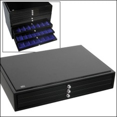 Cutie din lemn Black Lacquer pentru Slabs minerale fosile medalii figurine cu lac de pian