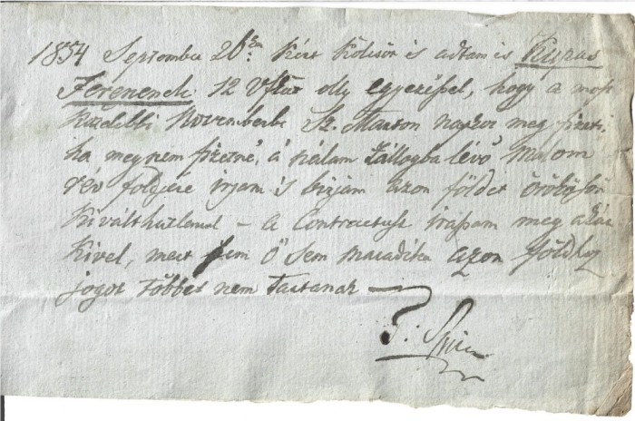 A3793N Act de &icirc;mprumut florini renani, limba maghiară, Transilvania, 1854/Magyar nyelvű okirat, 1854