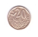 Moneda Africa de Sud 20 cents/centi 2004, stare foarte buna, curata