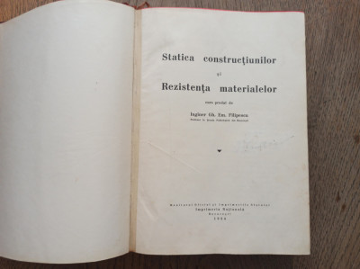 STATISTICA CONSTRUCTIILOR SI REZISTENTA MATERIALELOR, 1934 foto