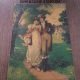 Litografie veche scenă romantică &icirc;n stil victorian