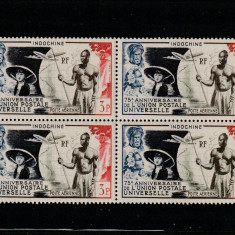 Indochina franceza 1949-Aniversare 75 ani UPU,bloc de 4 dant.,nestamp.,Mi.360