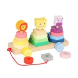 Trenuletul animalelor vesele, 18 piese din lemn, 3 ani+