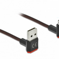 Cablu EASY-USB 2.0 la micro-B EASY-USB unghi sus/jos 1m textil, Delock 85266
