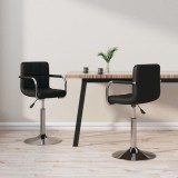 VidaXL Scaune de bucătărie pivotante, 2 buc. negru, piele ecologică
