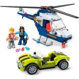 Set de constructie Mega Construx, Urmarire cu elicopterul politiei, 252 piese, Mattel