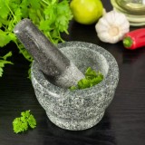 Mojar cu pistil din marmura, 12x8 cm negru, Kinghoff