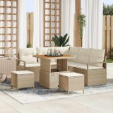 Set de sofa de grădină 8 piese cu perne bej din ratan sintetic