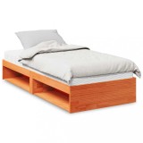 VidaXL Pat de zi cu saltea, maro ceruit, 90x200 cm, lemn masiv pin