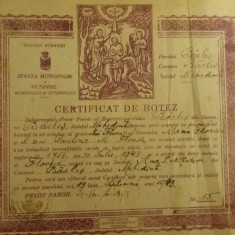 M3 C18 - 1943 - Certificat de botez - Parohia Baclesu - jud Mehedinti