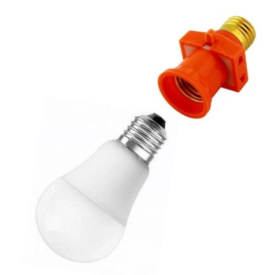 Dulie cu intrerupator si stecher, cu bec LED E27 5W, alb neutru 4500K, fix, alb foto