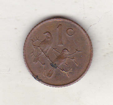 bnk mnd Africa de Sud 1 cent 1971 , pasari foto