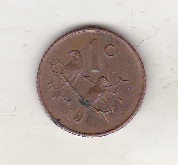 bnk mnd Africa de Sud 1 cent 1971 , pasari