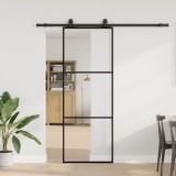 Ușă glisantă cu set de feronerie neagră 76x205 cm Sticlă ESG