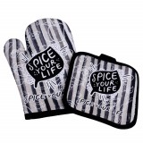 Set manusa de bucatarie Pufo Spicey pentru gratar sau cuptor si suport pentru vase fierbinti