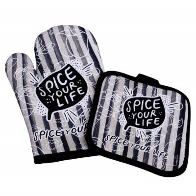 Set manusa de bucatarie Pufo Spicey pentru gratar sau cuptor si suport pentru vase fierbinti foto