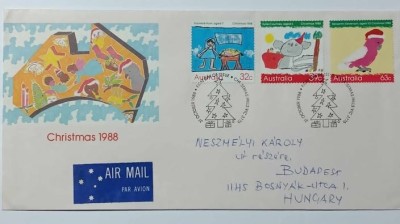 Australia 1988 - Craciun, FDC circulata foto