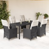 Gossi set mobilier de gradina cu perne, 7 piese, negru, poliratan