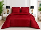 Cumpara ieftin Lenjerie de Pat Damasc Satinat Bordo, 6 Piese, Cearsaf cu Elastic 180x200 cm
