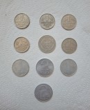Lot 10 monede 1 si 2 marci, GDR si DDR