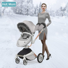 Set accesorii pentru iarna potrivit pentru C?ruciorul Hot Mom 360, confectionat din bumbac si blana decorativa, calduros si impermeabil foto