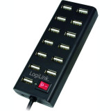 Cumpara ieftin HUB extern LOGILINK conectare prin USB 2.0 alimentare retea 220 V cablu 0.75 m negru UA0126