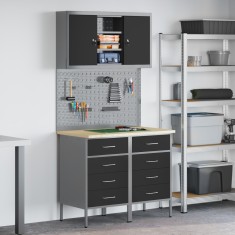 vidaXL Set de banc de lucru 5 piese Oțel negru foto