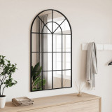 VidaXL Oglindă de perete, negru, 60x100 cm, arcuită, fier
