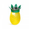 Lampa Solara LED, Model Ananas din Sticla Galben/Verde, Lumina Alb Cald, Dimensiuni 17x9 cm