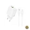 Incarcator Retea Cu Cablu Lightning Borofone BN29 Fuente 30W 3A 1 x USB-A - 1 x USB-C Alb