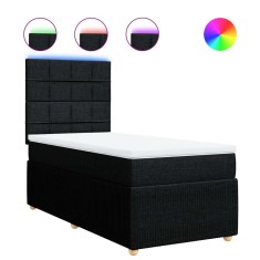 Pat box spring cu saltea, negru, 90x200 cm, textil foto