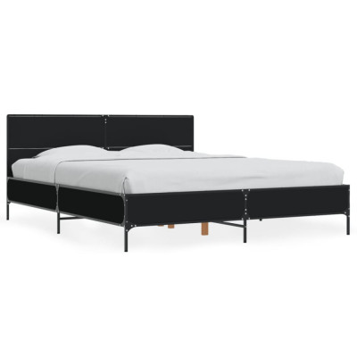 vidaXL Cadru de pat, negru, 160x200 cm, lemn prelucrat și metal foto